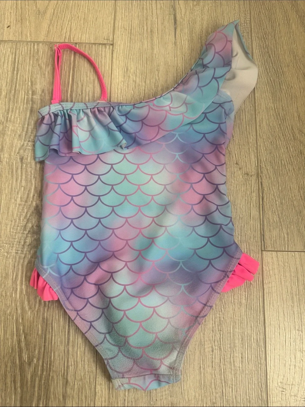 Kids Pink Cartoon Rainbow One-Piece Swimsuit Size 5-6
